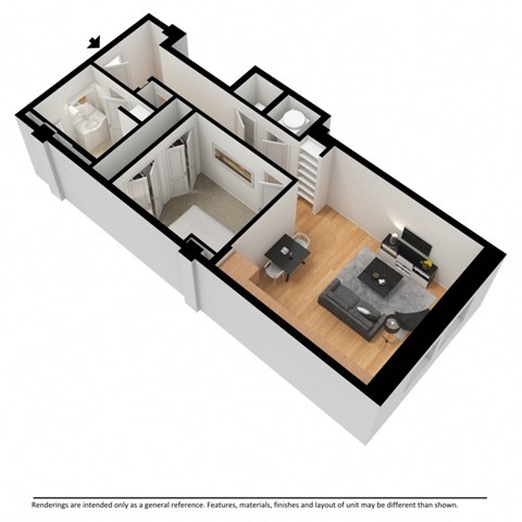 One bedroom apartment 3d floor plan